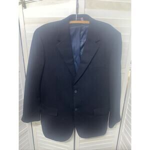 Men’s Wool Blend Sport Coat Size 42R Black Flannel Felt Blazer Jacket Lined